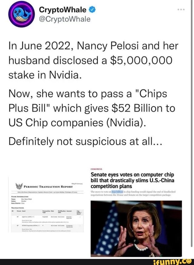 In June 2022, Nancy Pelosi and her husband disclosed a 5,000,000 stake