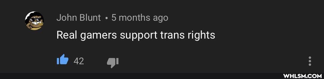 John Blunt 5 months ago
42
Real gamers support trans rights