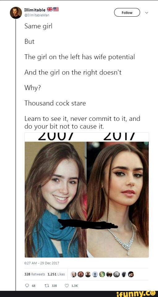 Same girl But The girl on the left has wife potential And the girl on the right doesn't Why