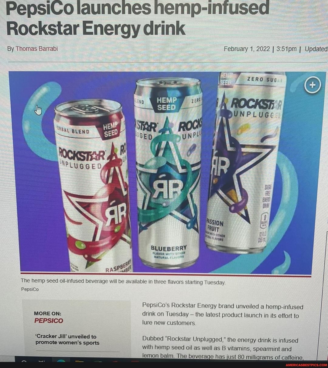 PepsiCo launches hemp-infused Rockstar Energy drink