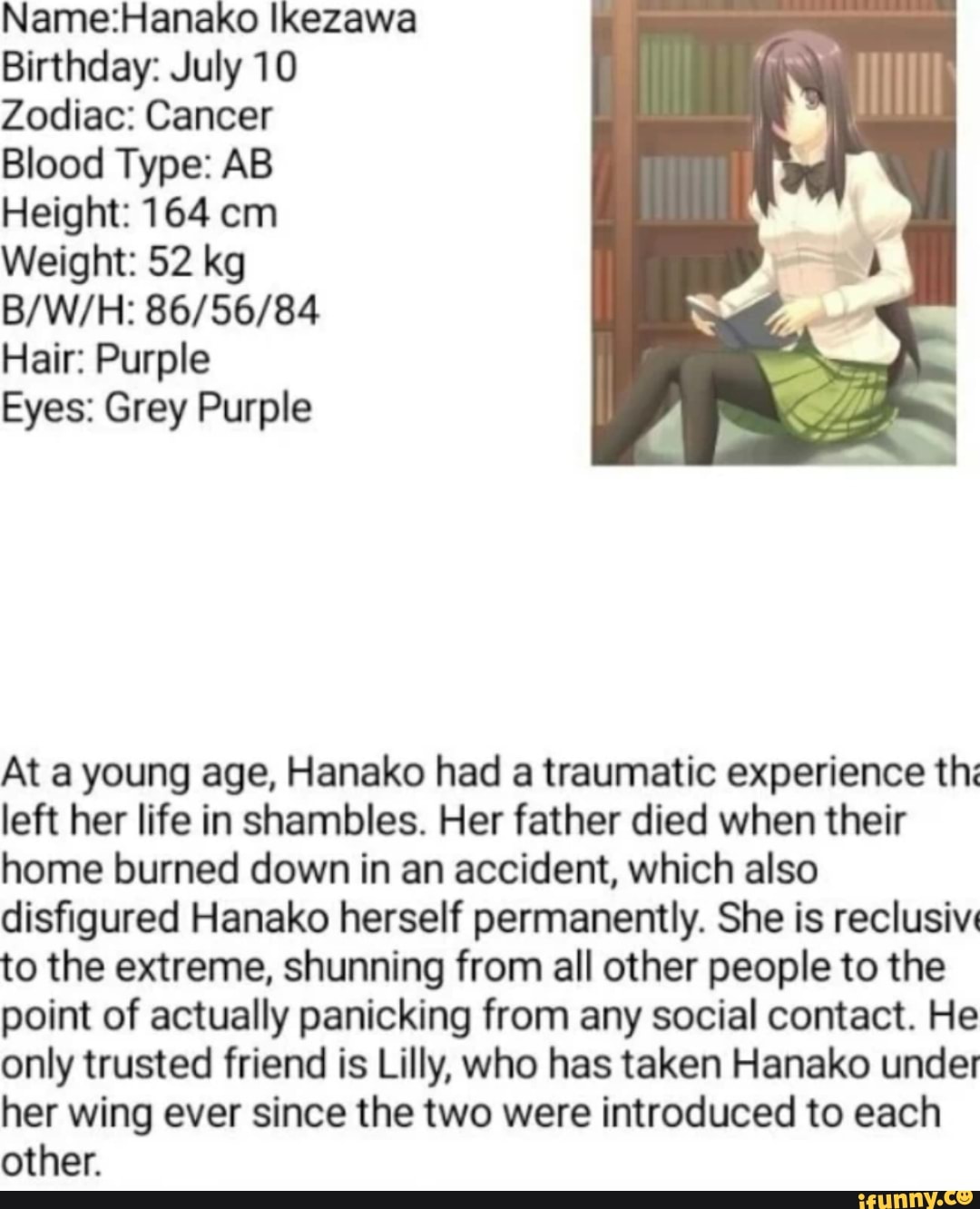 Name Hanako Ikezawa Birthday July 10 Zodiac Cancer Blood Type Ab Height 164 Cm Weight 52