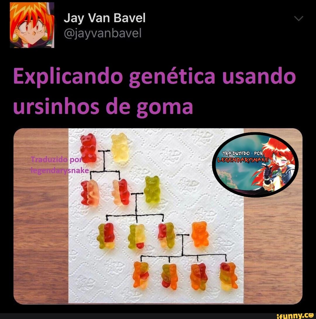 ANO NE VA
(jayvanbavel
Explicando genética usando ursinhos de goma