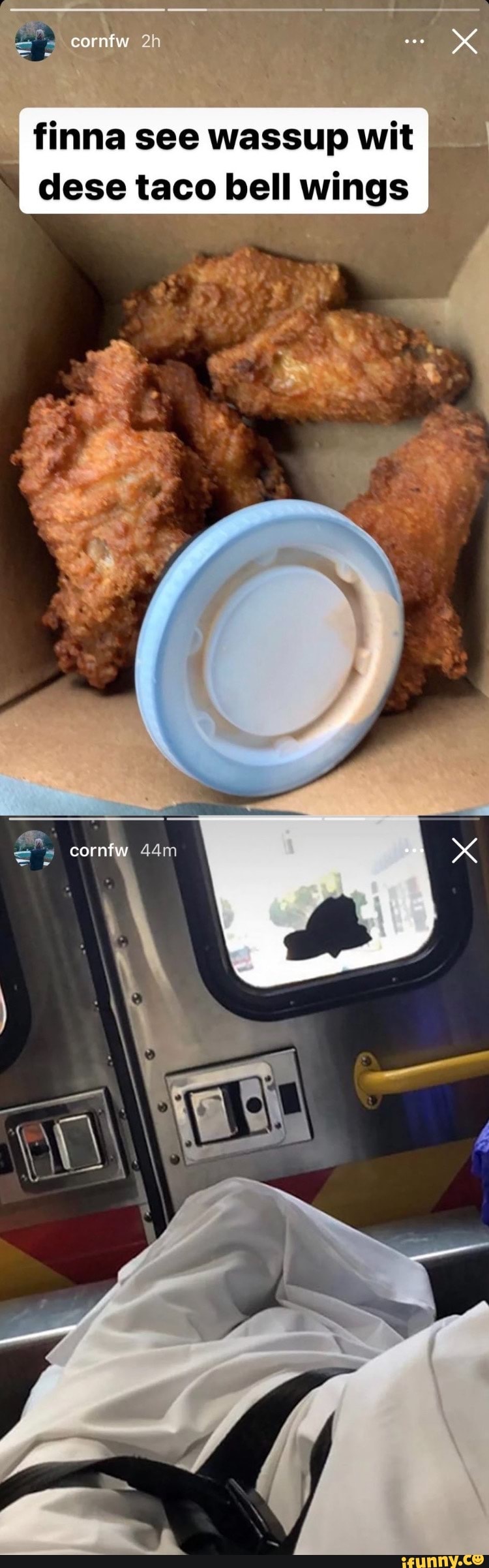 Cornfw finna see wassup wit _ dese taco bell wings iFunny