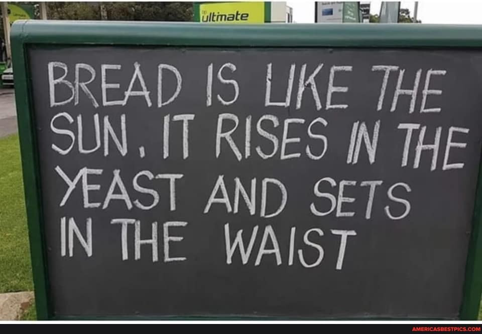 BREAD IS LIKE THE SUN. IT RISES WW THE YEAST AND SETS IN THE WAIST