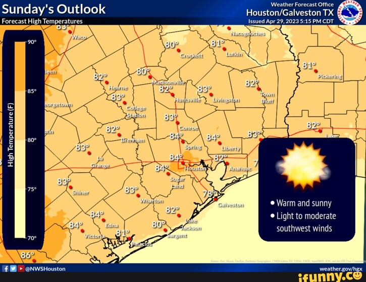 Sunday's Outlook How TX Forecast High Temperatures Issued Apr 29,2023