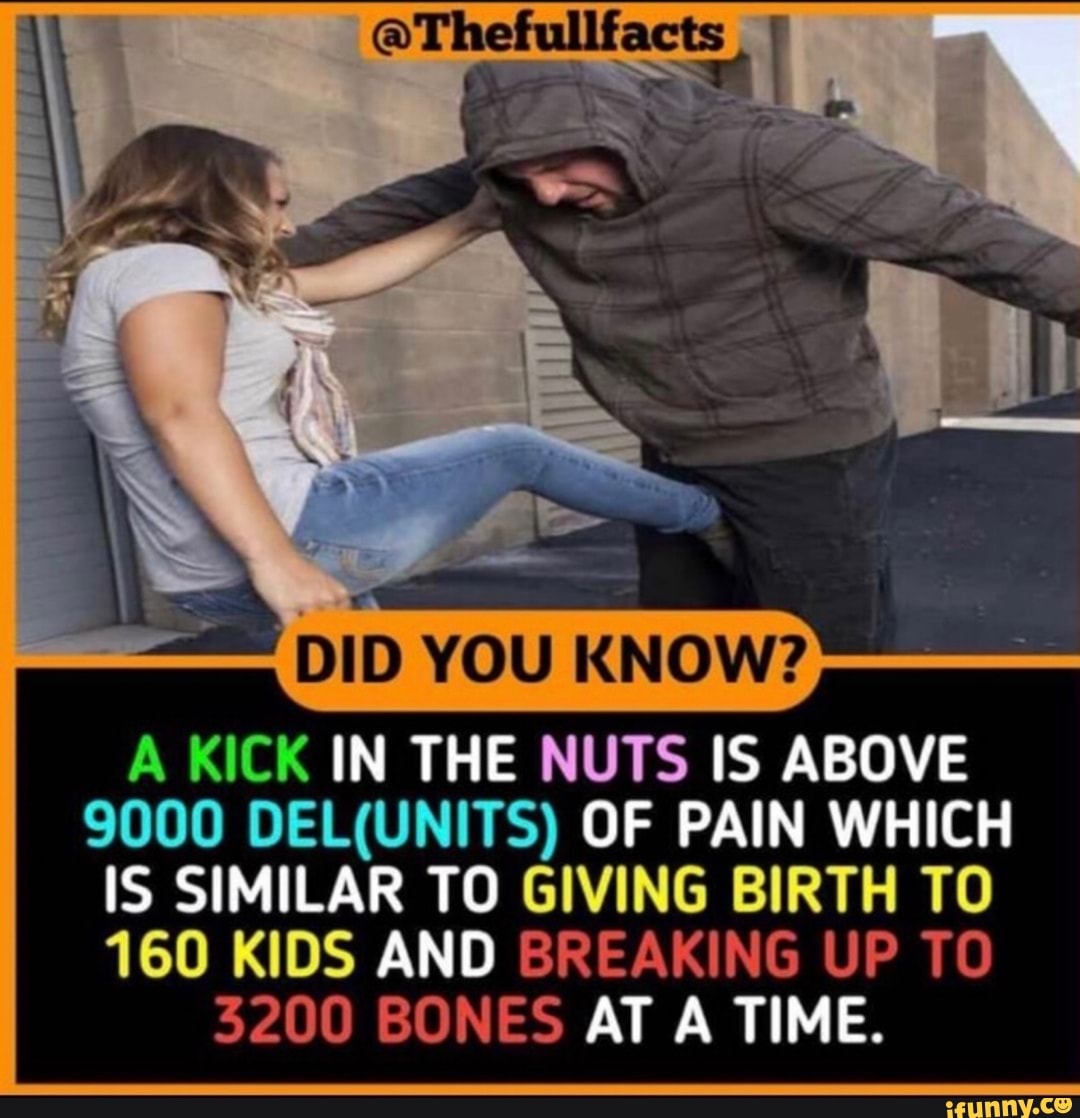 DID YOU KNOW? A KICK IN THE NUTS IS ABOVE 9000 DEL(UNITS) OF PAIN WHICH