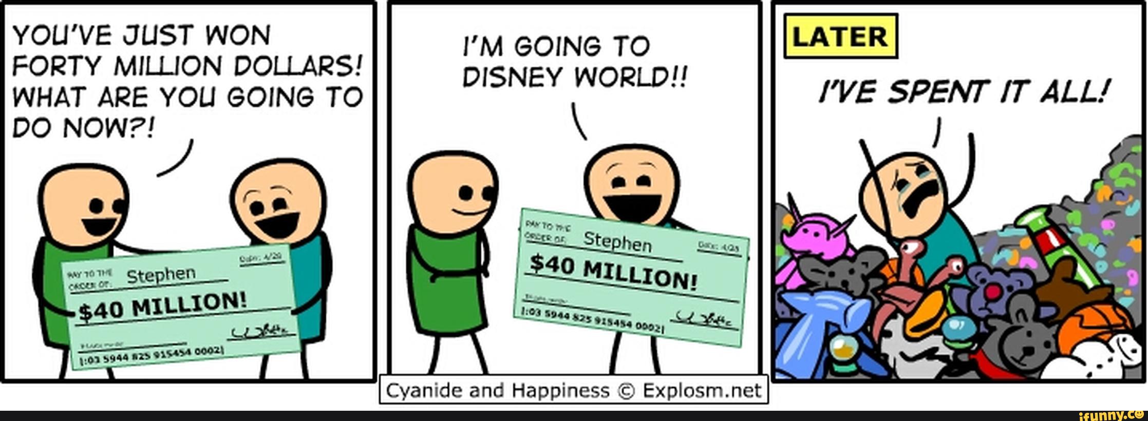 Уезжать поздно. Cyanide and Happiness бомж. Циничные комиксы. Toy Cyanide and Happiness. You just won a Lottery.