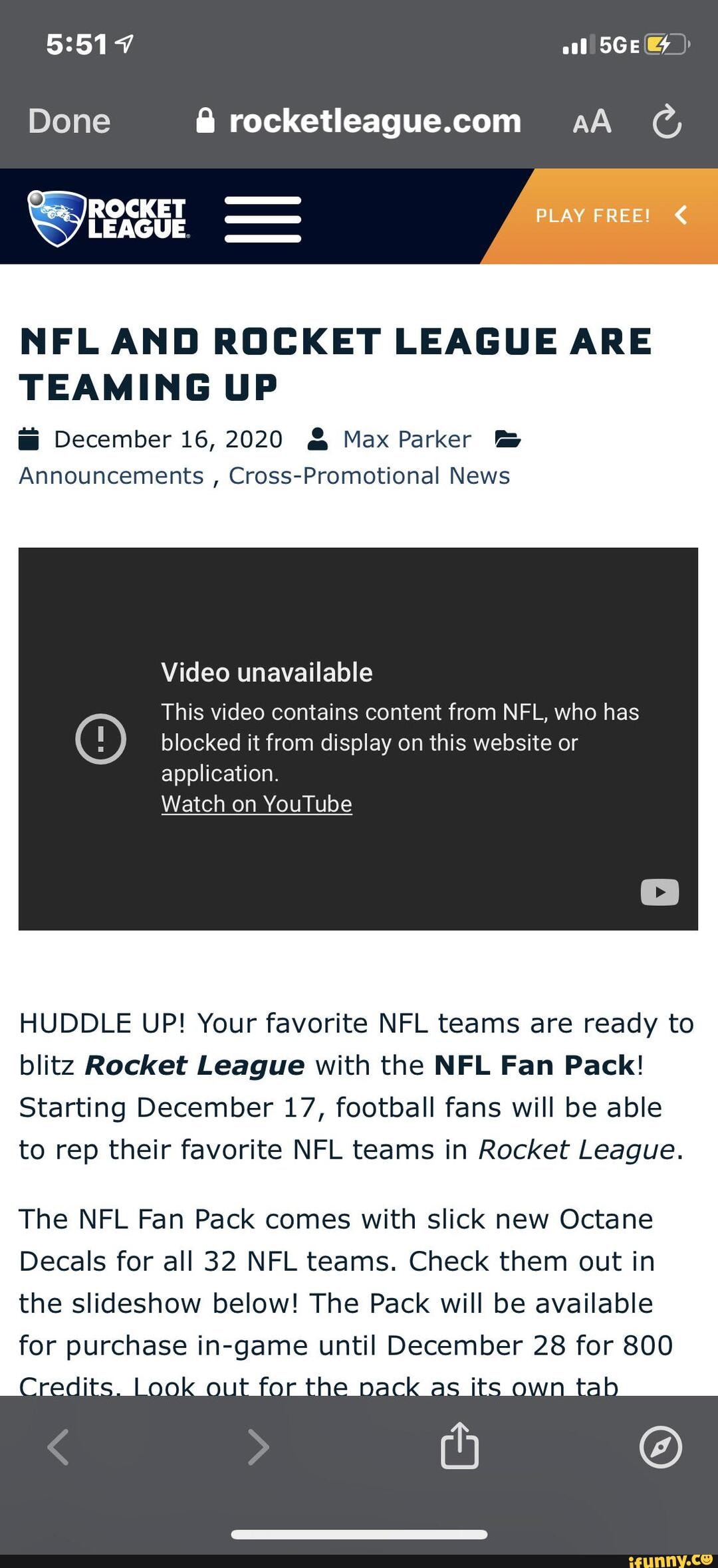 NFL and Rocket League are Teaming Up