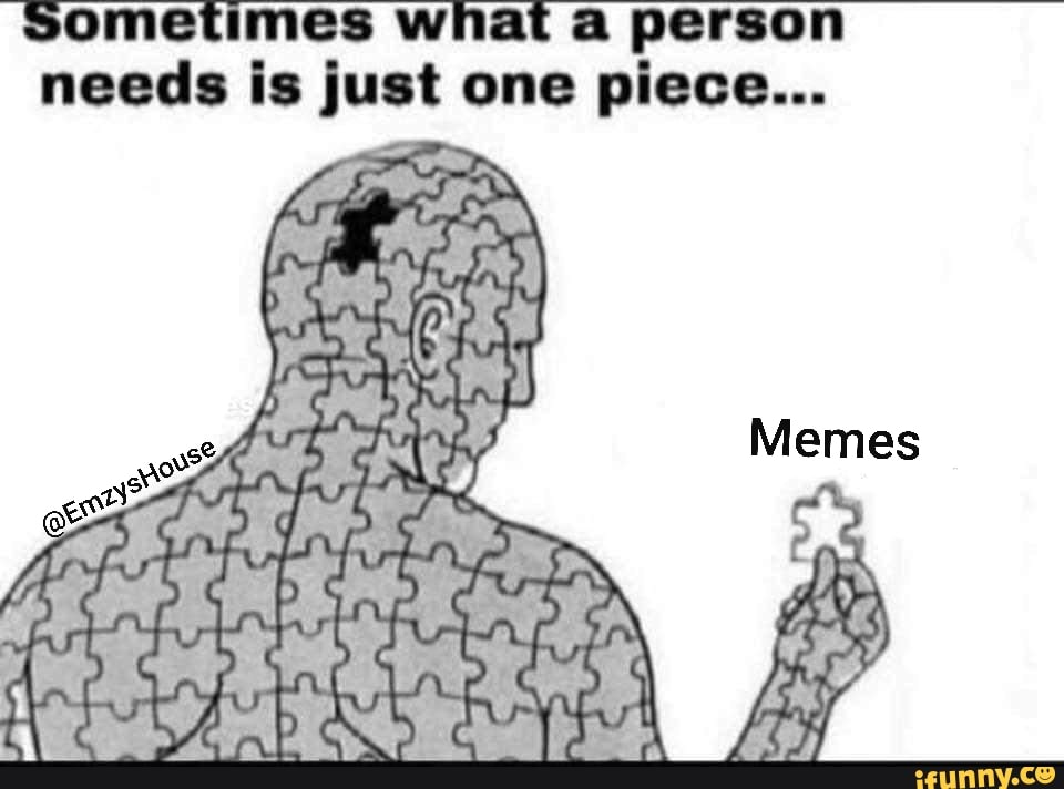 Sometimes what a person needs is just one piece... - iFunny