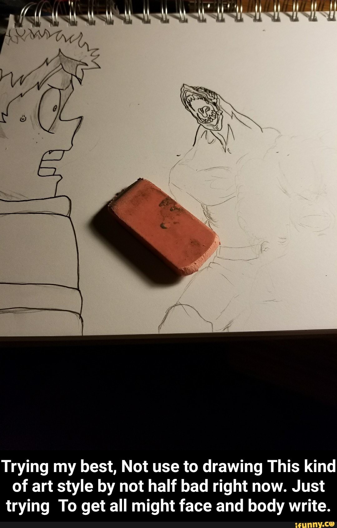 Trying My Best Not Use To Drawing This Kind Of Art Style By Not Half Bad Right Now Just Trying To Get All Might Face And Body Write Trying My Best