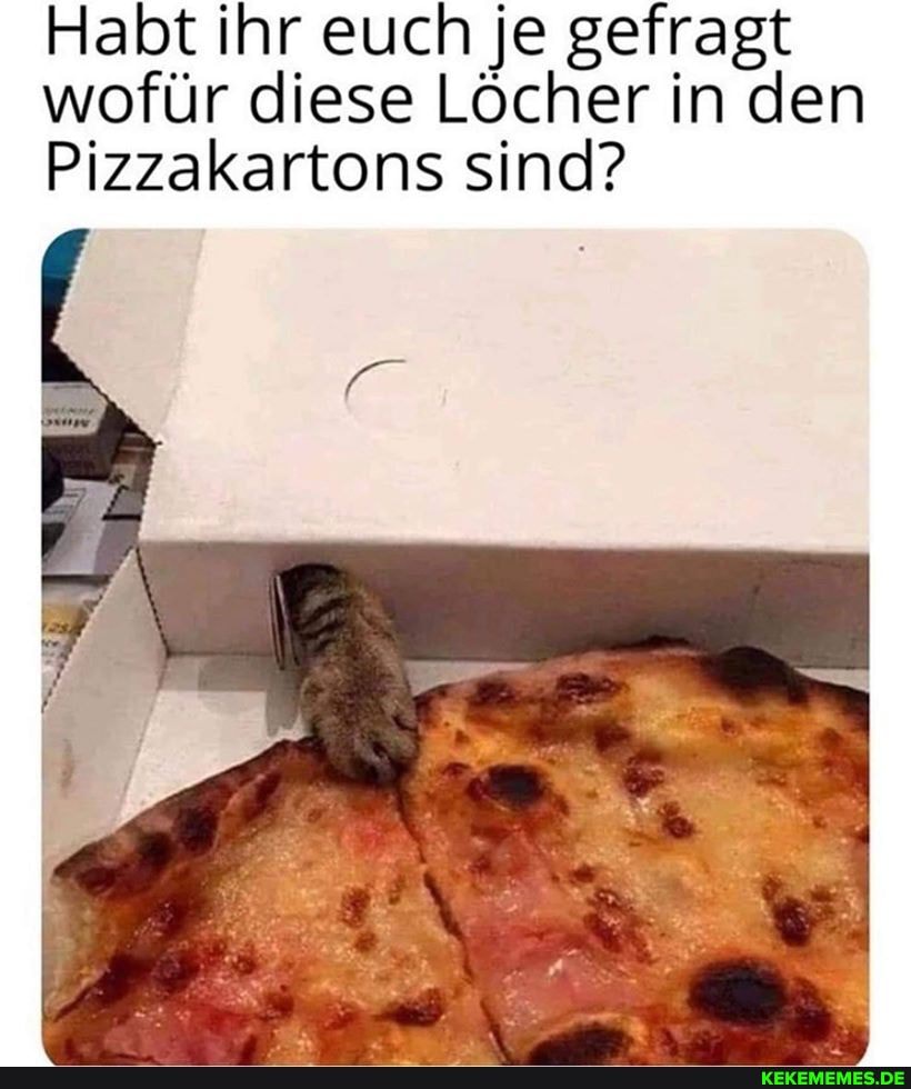 Habt ihr euch je gefragt wofür diese Löcher in den
Pizzakartons sind?