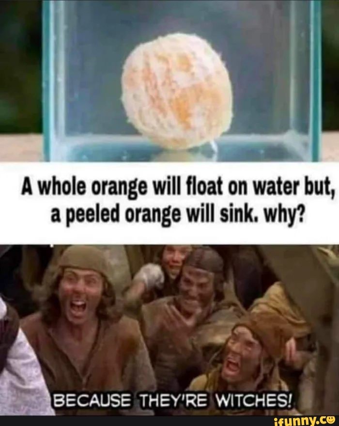 A whole orange will float on water but, a peeled orange will sink. why