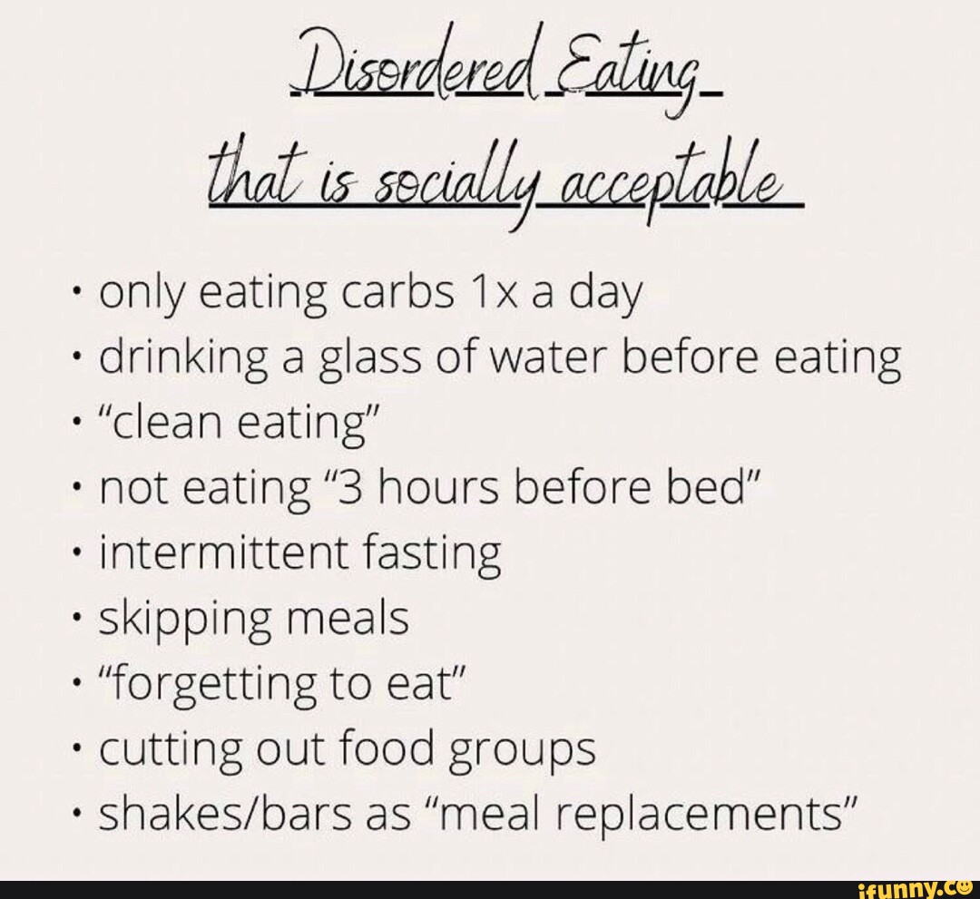 Diserdered Faling thal is secially able only eating carbs a day