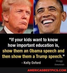 AP
"If your kids want to know how important education is, show them an Obama speech and then show them a Trump speech."
Kelly Oxford