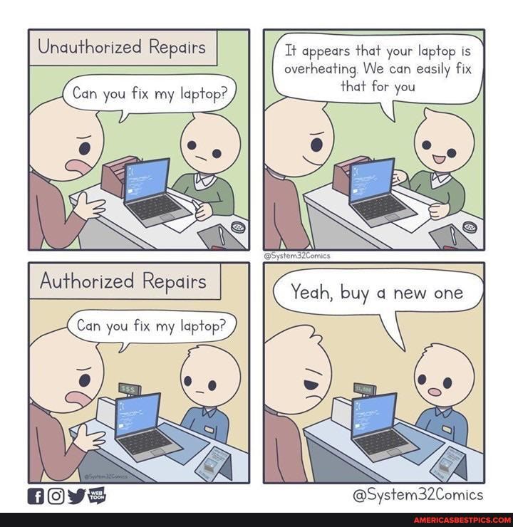 Unauthorized Repairs Tt appears that your laptop is
overheating, We can easily fix
buy new
Can you fix my laptop? that for you
Autherized Repairs
Can you fix my laptop?