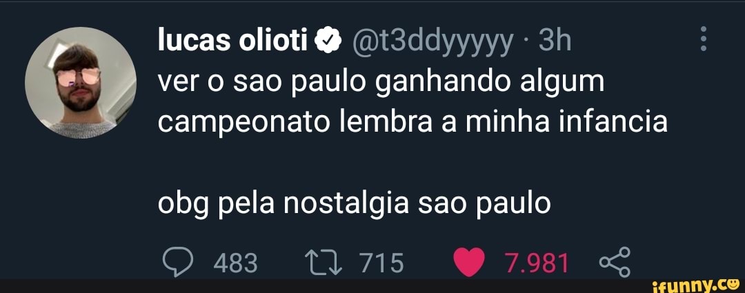 lucas olioti ver o sao paulo ganhando algum campeonato lembra a minha infancia
obg pela nostalgia sao paulo