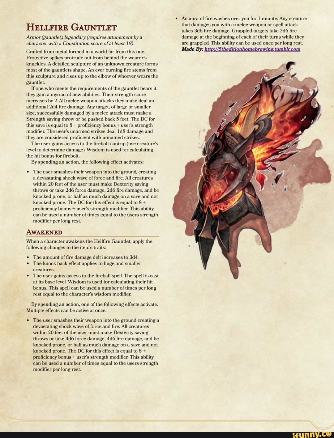 HELLFIRE GAUNTLET Armor (gauntlet) legendary (requires attunement by a