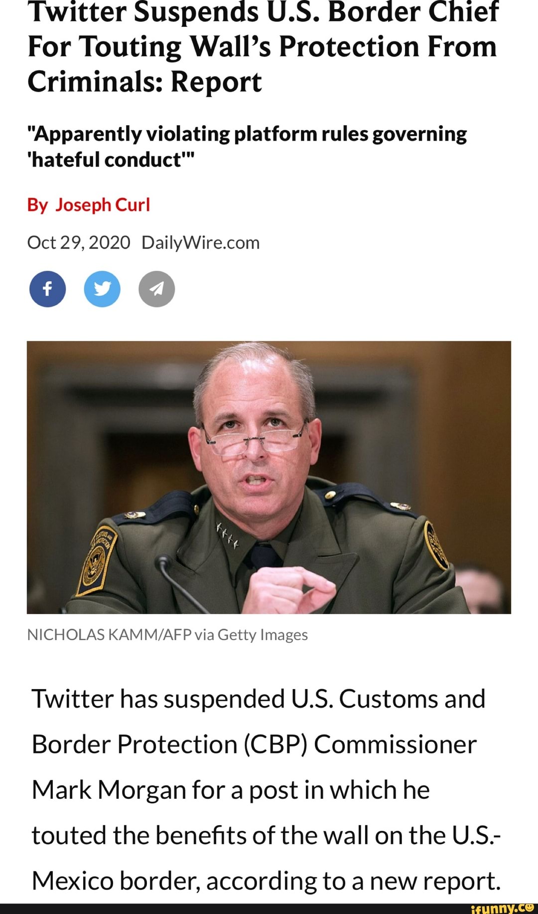 Twitter Suspends U.S. Border Chief For Touting Wall's Protection From ...