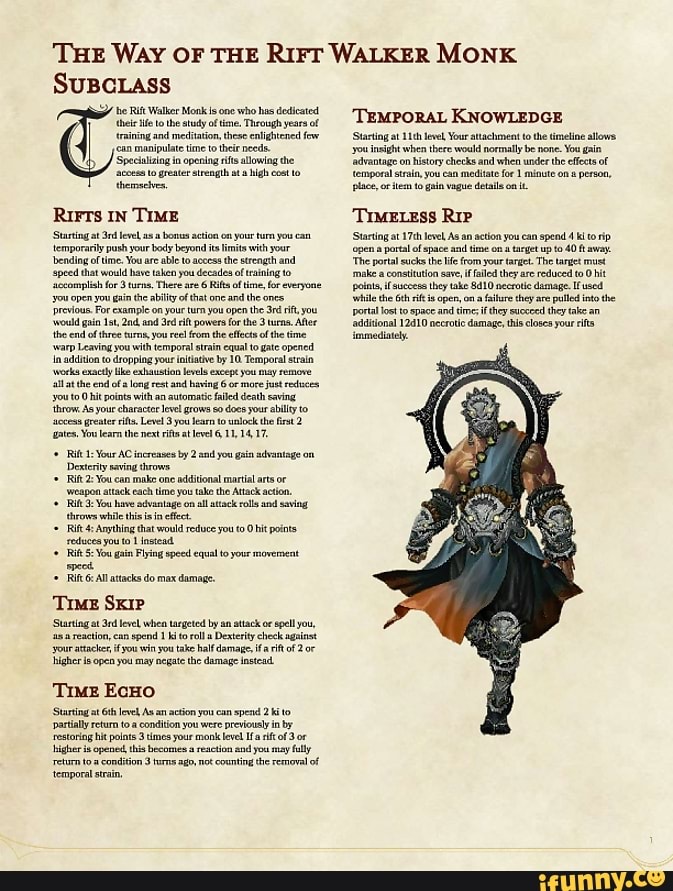 THE WAY OF THE RIFT WALKER MONK SUBCLASS tie Rit Walker Monks one who ...