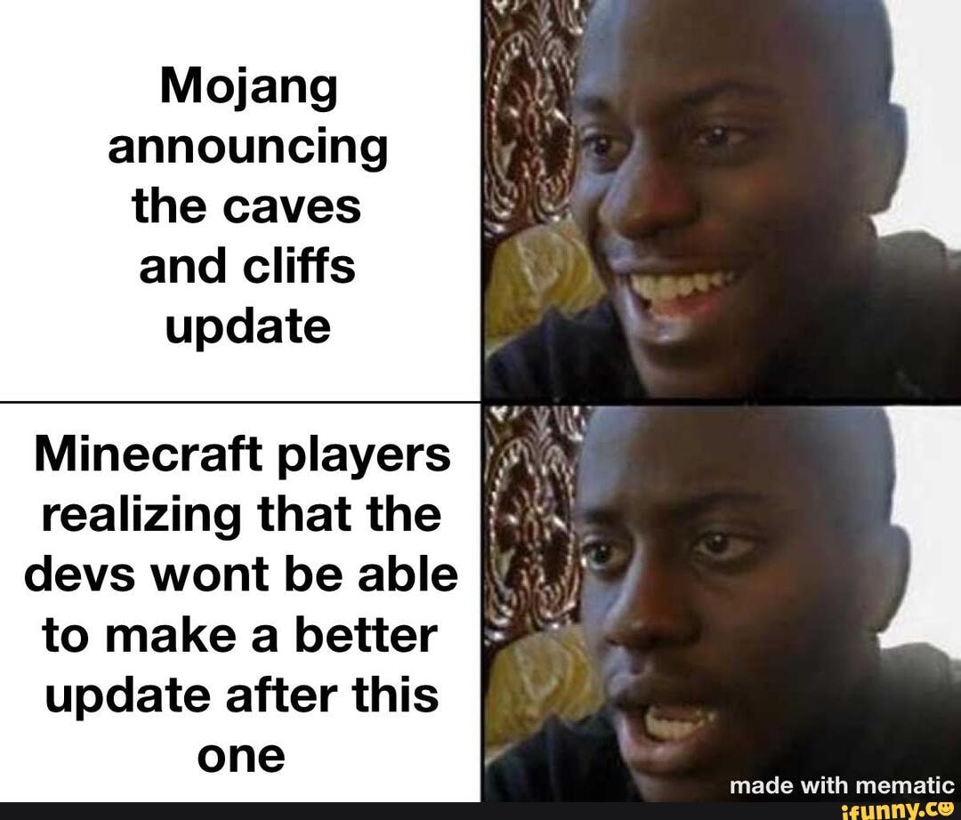 Mojang announcing the caves and cliffs update Minecraft players ...