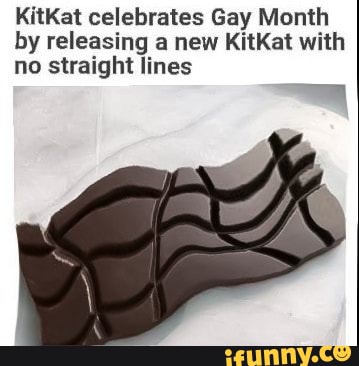KitKat celebrates Gay Month
by releasing a new KitKat with
no straight lines