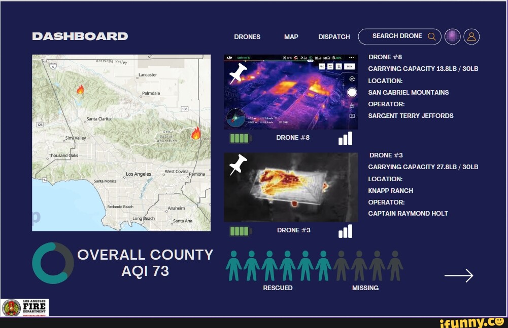 DASHBOARD DRONES MAP _DISPATCH 'SEARCH DRONE DRONE 8 CARRYING
