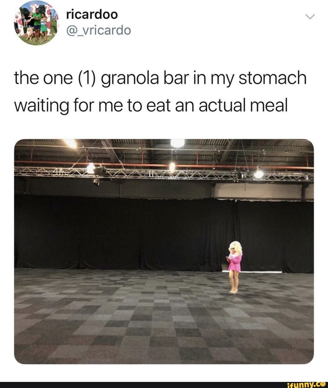 ricardoo
@_vricardo
the one (1) granola bar in my stomach waiting for me to eat an actual meal