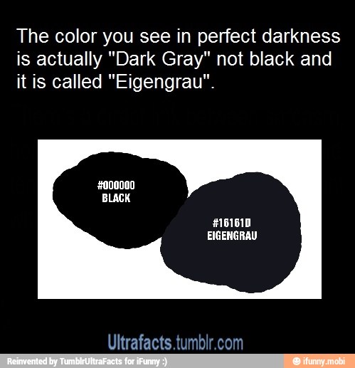 The color you see in perfect darkness
is actually "Dark Gray" not black and
it is called "Eigengrau".