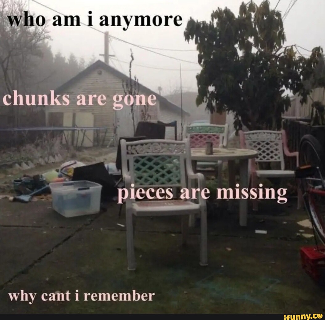 Anymore chunks are gone pieces are missing S ai why cant i remember