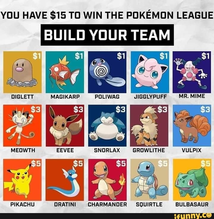 You Have 15 To Win The Pokemon League Build Your Team Ifunny