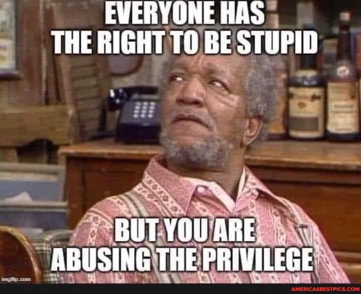 EVERYONE HAS
THE RIGHT TO BE STUPID
ad
BUT YOU ABUSING THE PRIVILEGE