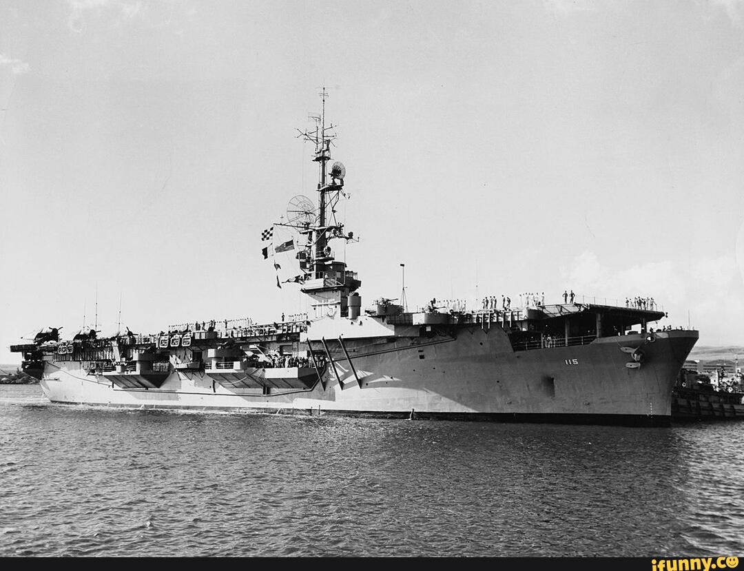 The U.S. Navy escort carrier USS Bairoko (CVE-115), as she arrived at ...