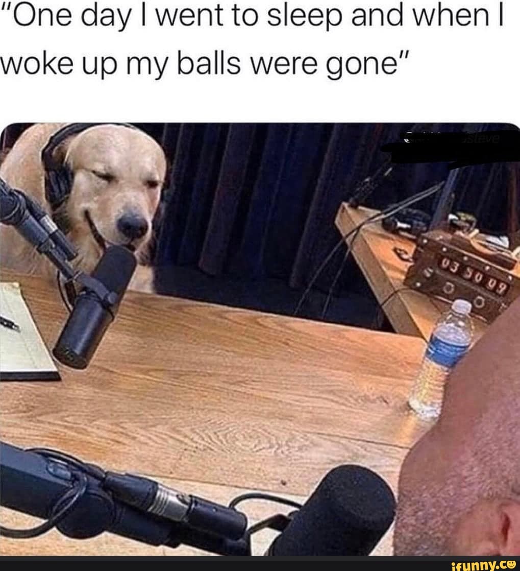 "One day I went to sleep and when I
woke up my balls were gone"
