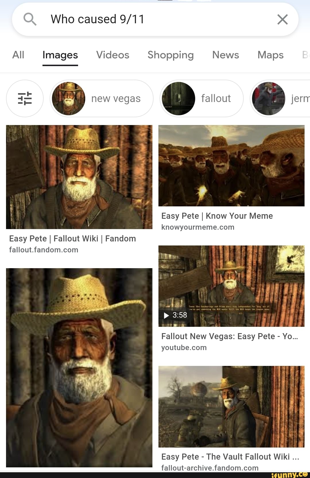 Who caused All Images Videos Shopping News Maps new vegas fallout Easy Pete  I Know Your