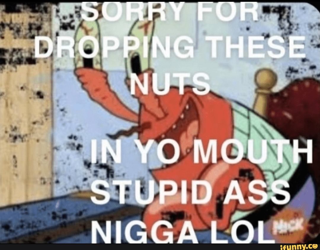 Sorry For Dropping These Nuts In Yo Mouth Stupid Ass Niggalol