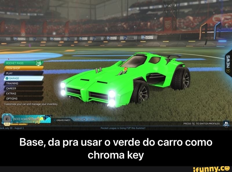 Base, da pra usar o verde do carro como chroma key - Base, da pra usar o verde do carro como chroma key