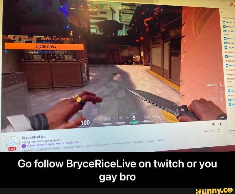 Go follow BryceRiceLive on twitch or you gay bro - Go follow BryceRiceLive on twitch or you gay bro