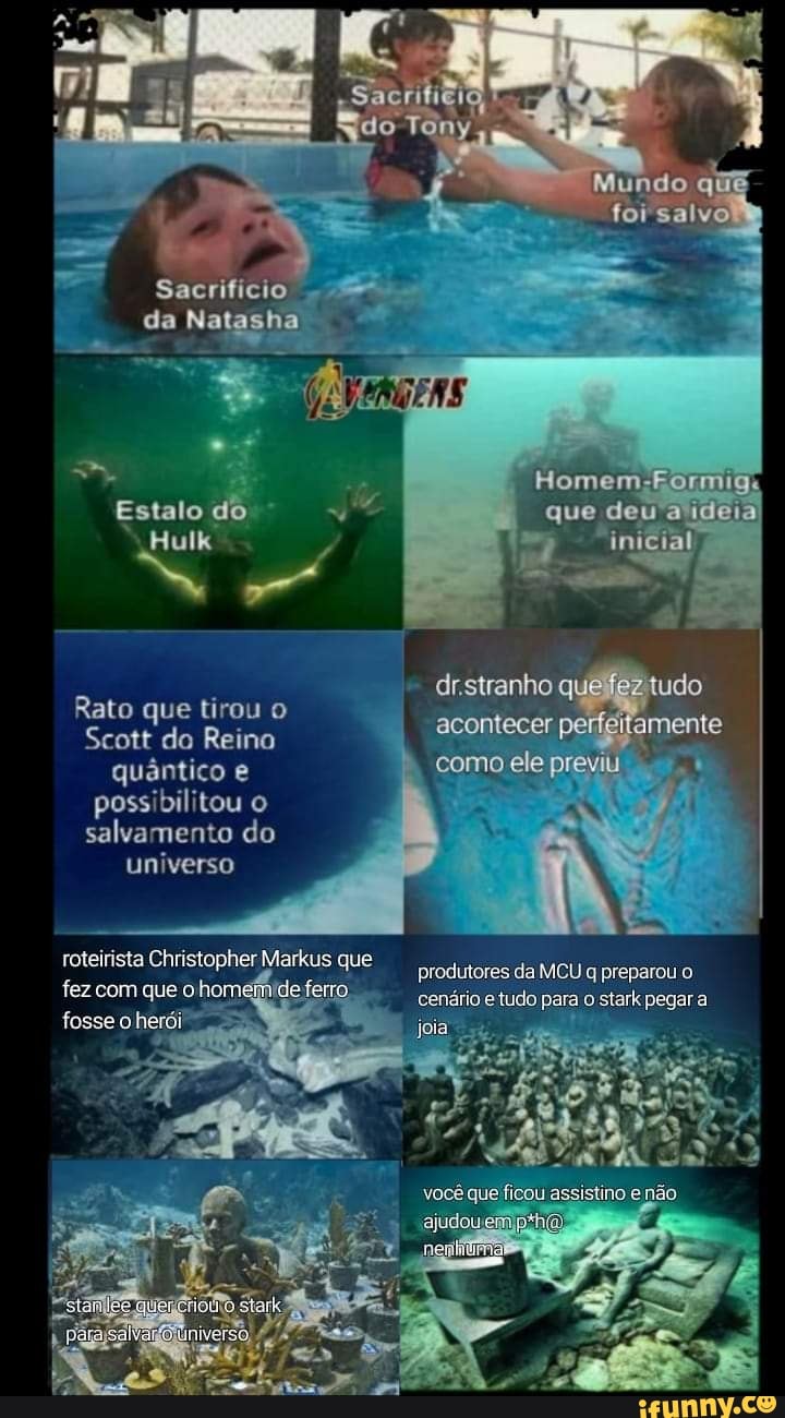 Estalo
Hulk
Rato que tirou o
Scott do Reino quântico e possibilitou o salvamento do universo
roteirista Christopher Markus que fez com que hom Yde ferro, fosseo herói
produtores da MCU q preparou o cenário e tudo para stark pegar a