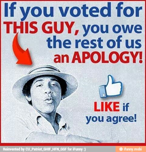 If you voted for
THIS GUY, you owe
the rest of us
_an APOLOGY!
LIKE if
you agree!