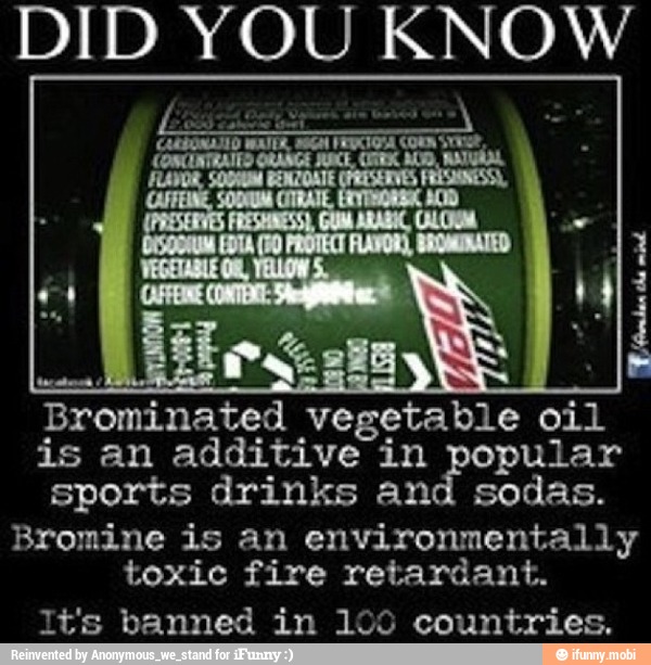 DID YOU KNOW Brominated vegetable oil is an additive in Pa sports drinks and sodas. Bromine is