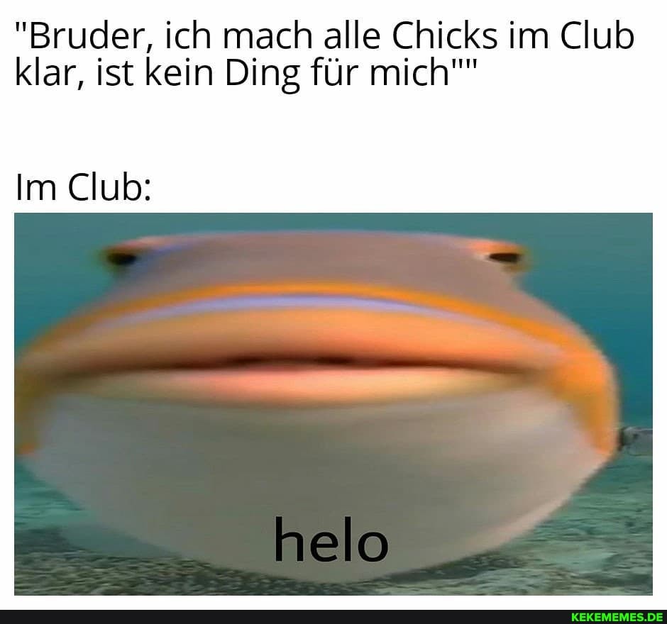 "Bruder, ich mach alle Chicks im Club klar, ist kein Ding für mich""
Im Club:
helo