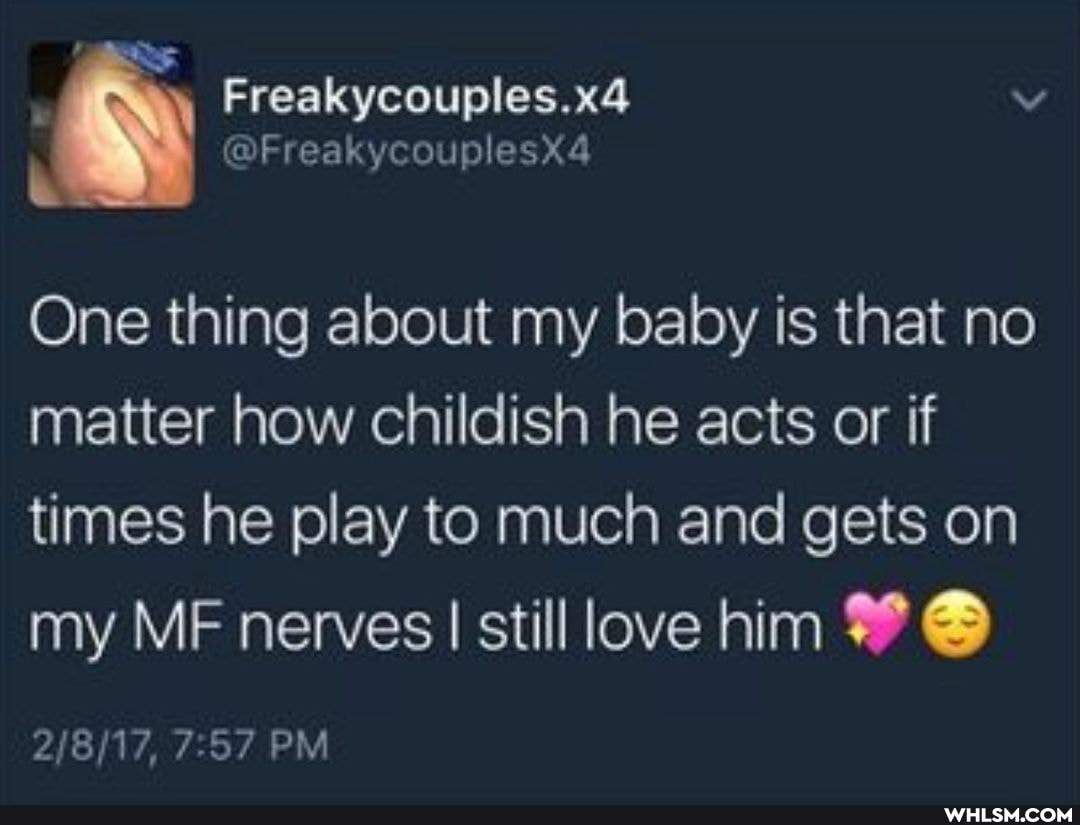 Freakycouples.x4
'aFreakycouplesxa
One thing about my baby is that no matter how childish he acts or if times he play to much and gets on my ME nerves I still love him %
87
PM