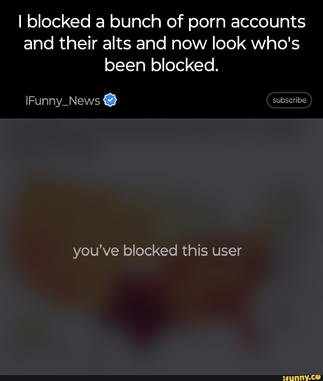 A Bunch Of - I blocked a bunch of porn accounts and their alts and now look who's been  blocked. IFunny_News subscribe you've blocked this user - iFunny