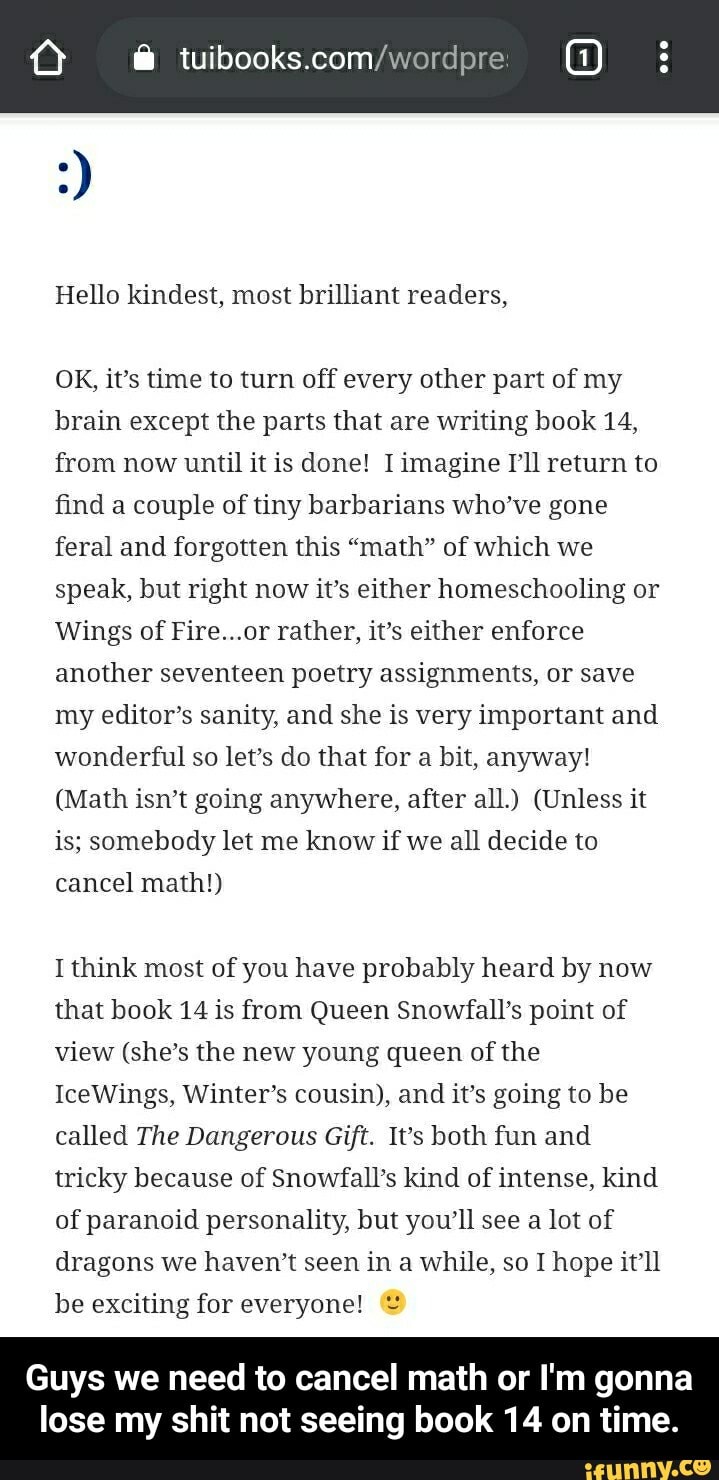 (4) Hello kindest, most brilliant readers, OK, it