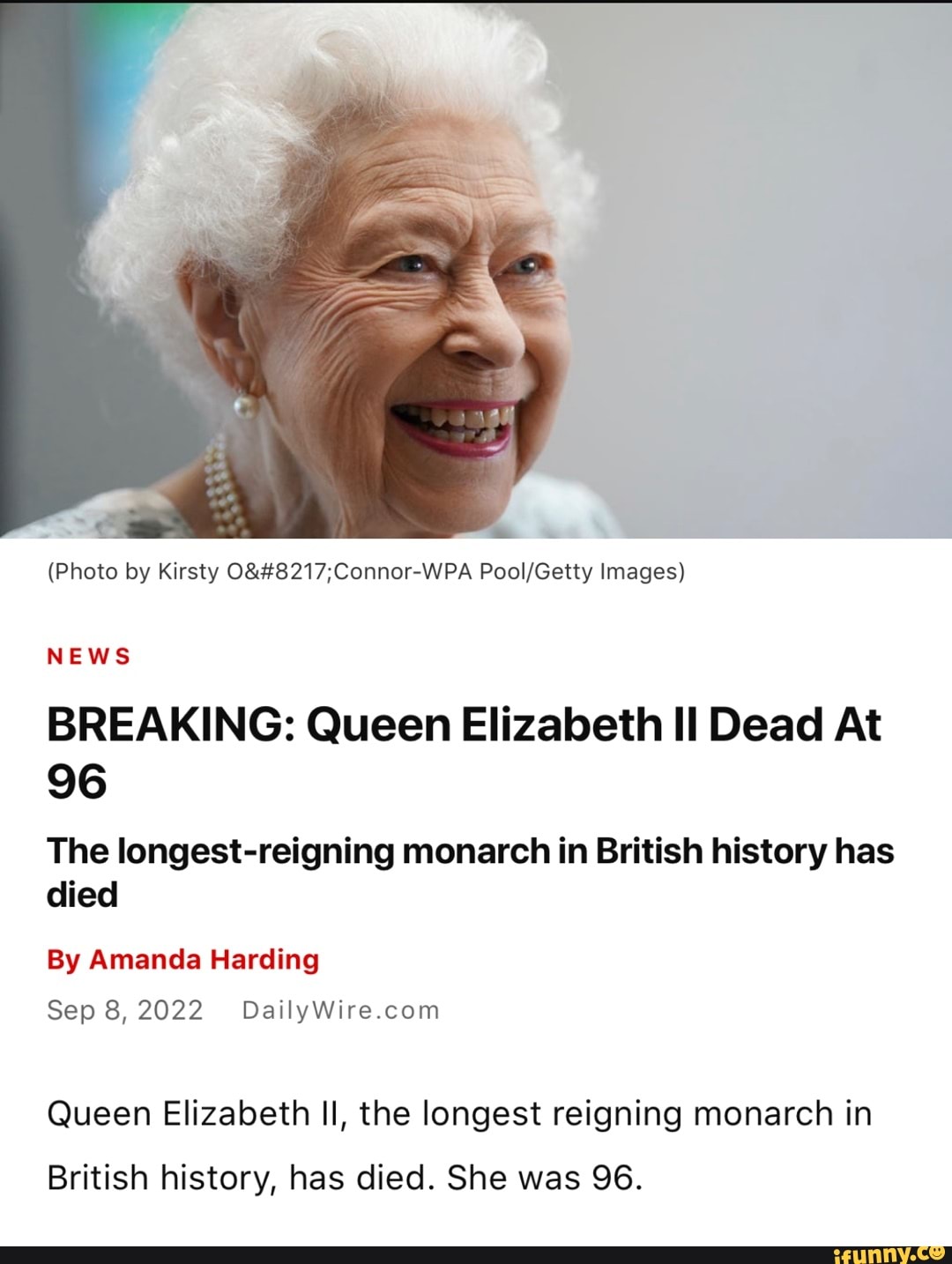(Photo by Kirsty Images) NEWS BREAKING: Queen Elizabeth II Dead At 96 ...