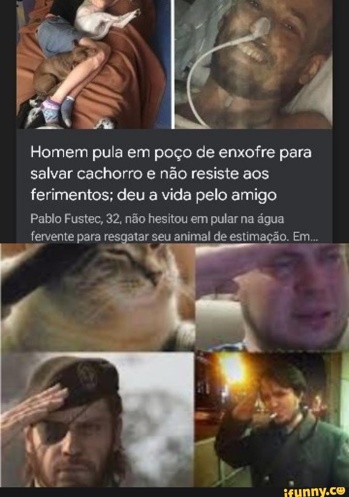 Homem pula em poço de enxofre para
salvar cachorro e não resiste aos
ferimentos; deu a vida pelo amigo
Pablo Fustec, 32, não hesitou em pular na água
fervente para atos seu animal de estimação. Em...
