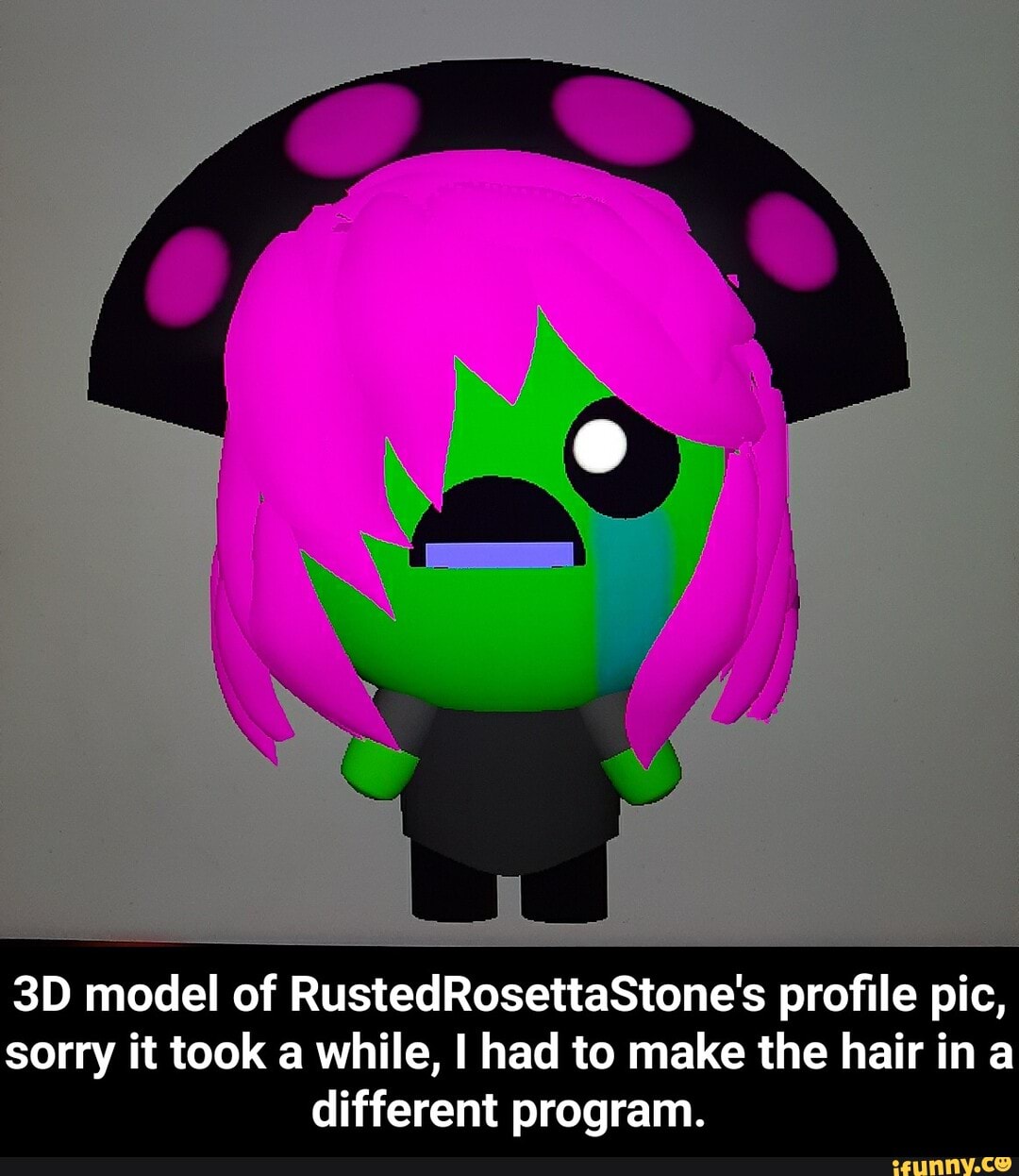 3D model of RustedRosettaStone's profile pic,
sorry it took a while, I had to make the hair in a
different program. - 3D model of RustedRosettaStone's profile pic, sorry it took a while, I had to make the hair in a different program.