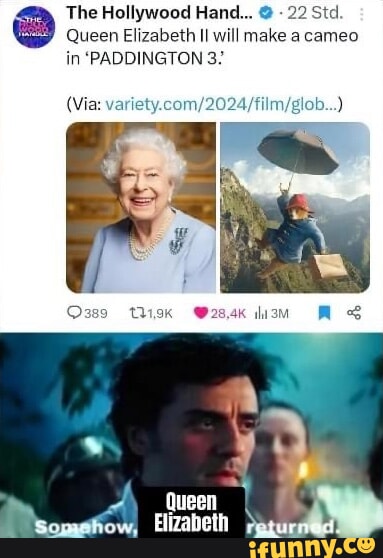 The Hollywood Hand... @ 22 Std. Queen Elizabeth II will make a cameo. in 'PADDINGTON (Via: Oss9 119K 28,4K Queen