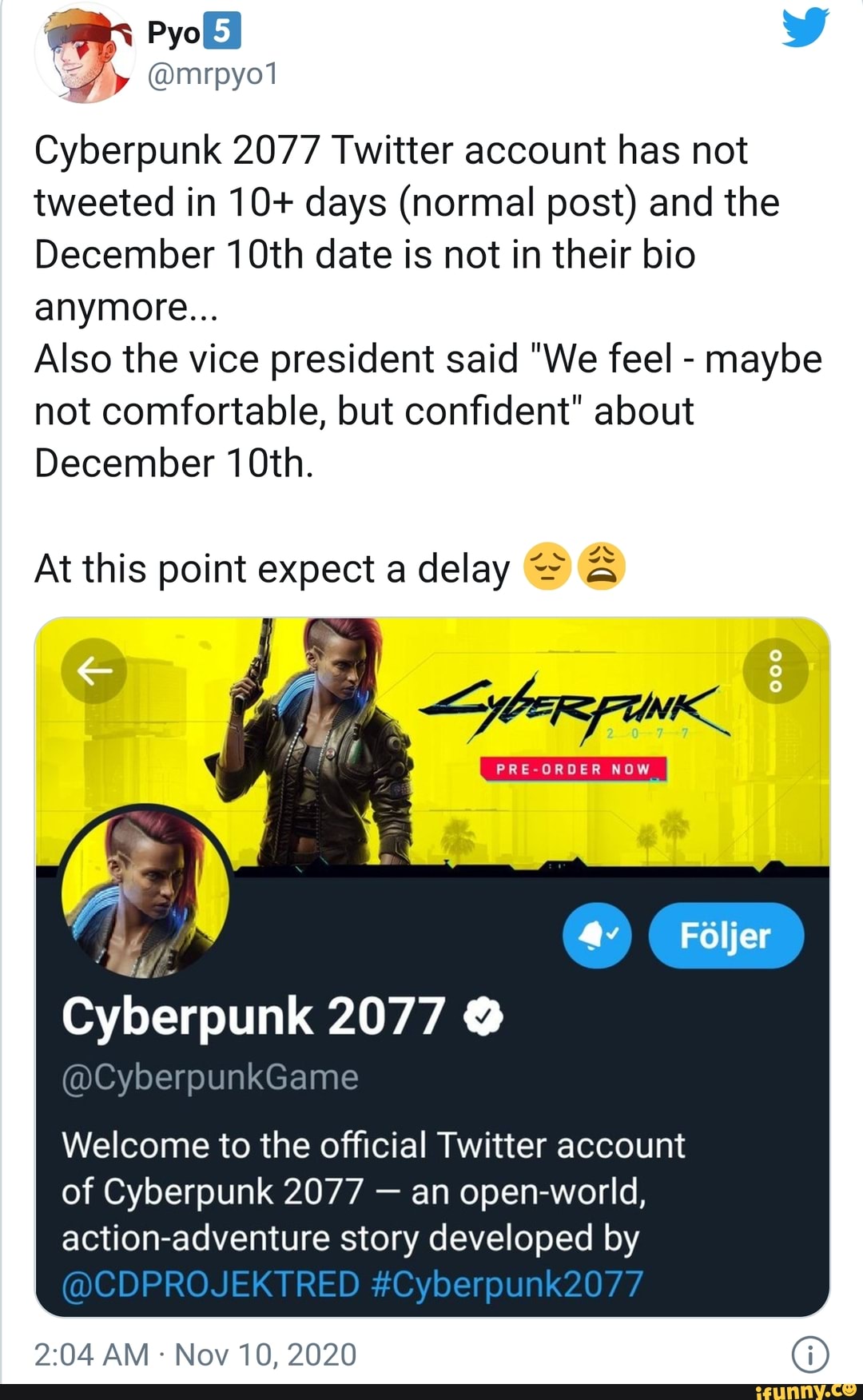 cyberpunk 2077 twitter