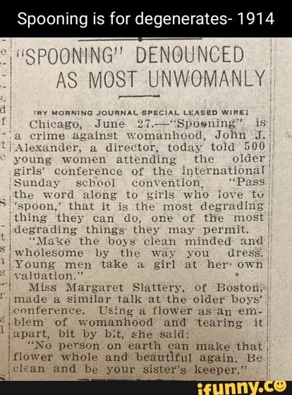 Spooning Is For Degenerates 1914 Spooning Denounced S Mos Ry